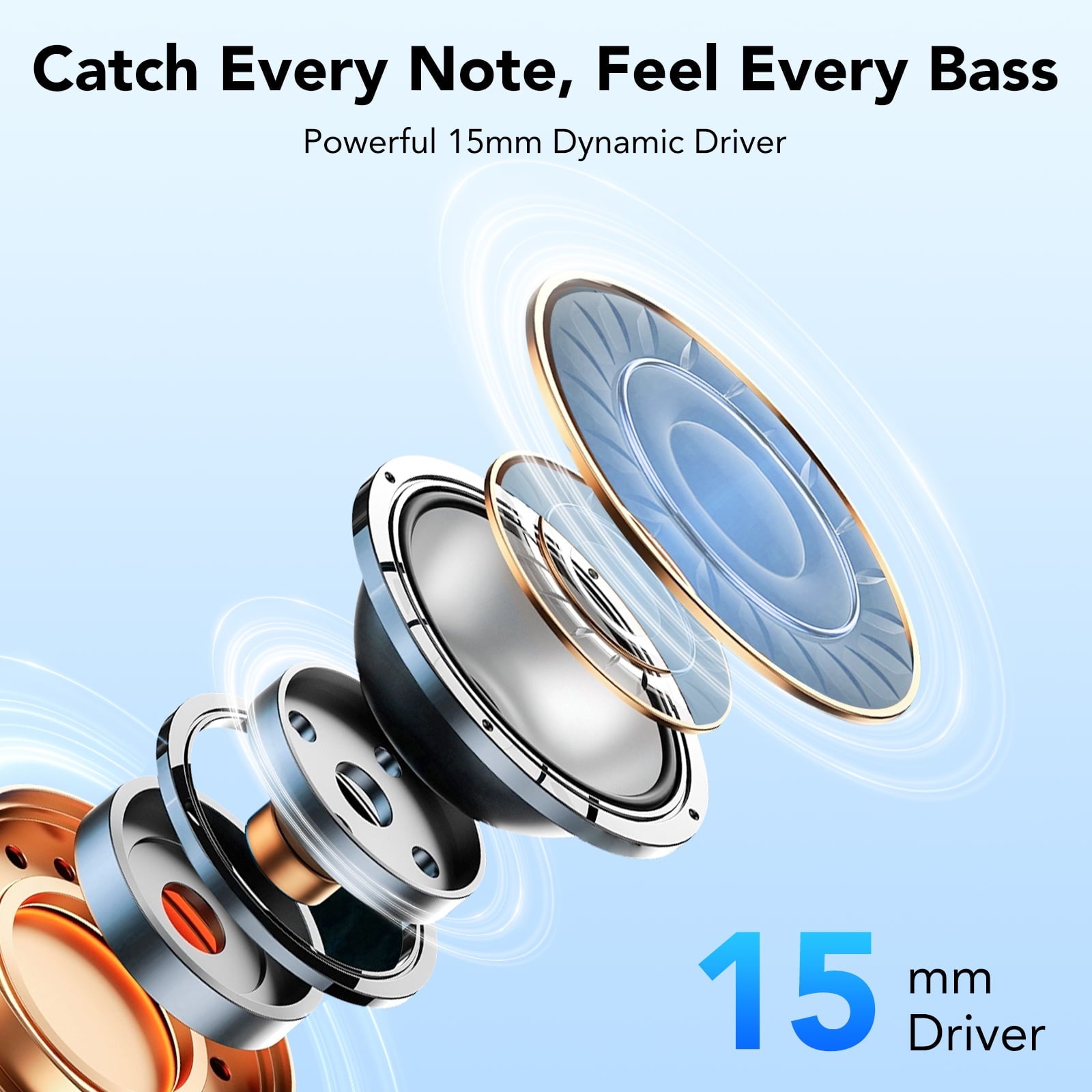 Open Ear Earbuds, Bluetooth 5.4 Wireless Earbuds with Ear Hooks, 60Hrs Playtime Bluetooth Headphones, HD Stereo Bass Over Ear Earphones, IP8 Waterproof Ear Buds for Workout/Running, Black